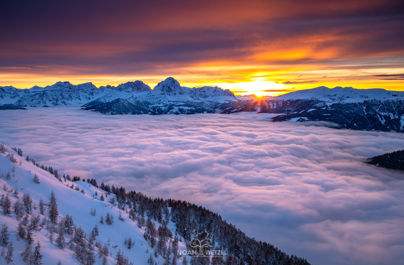 Dolomites Winter Sunset