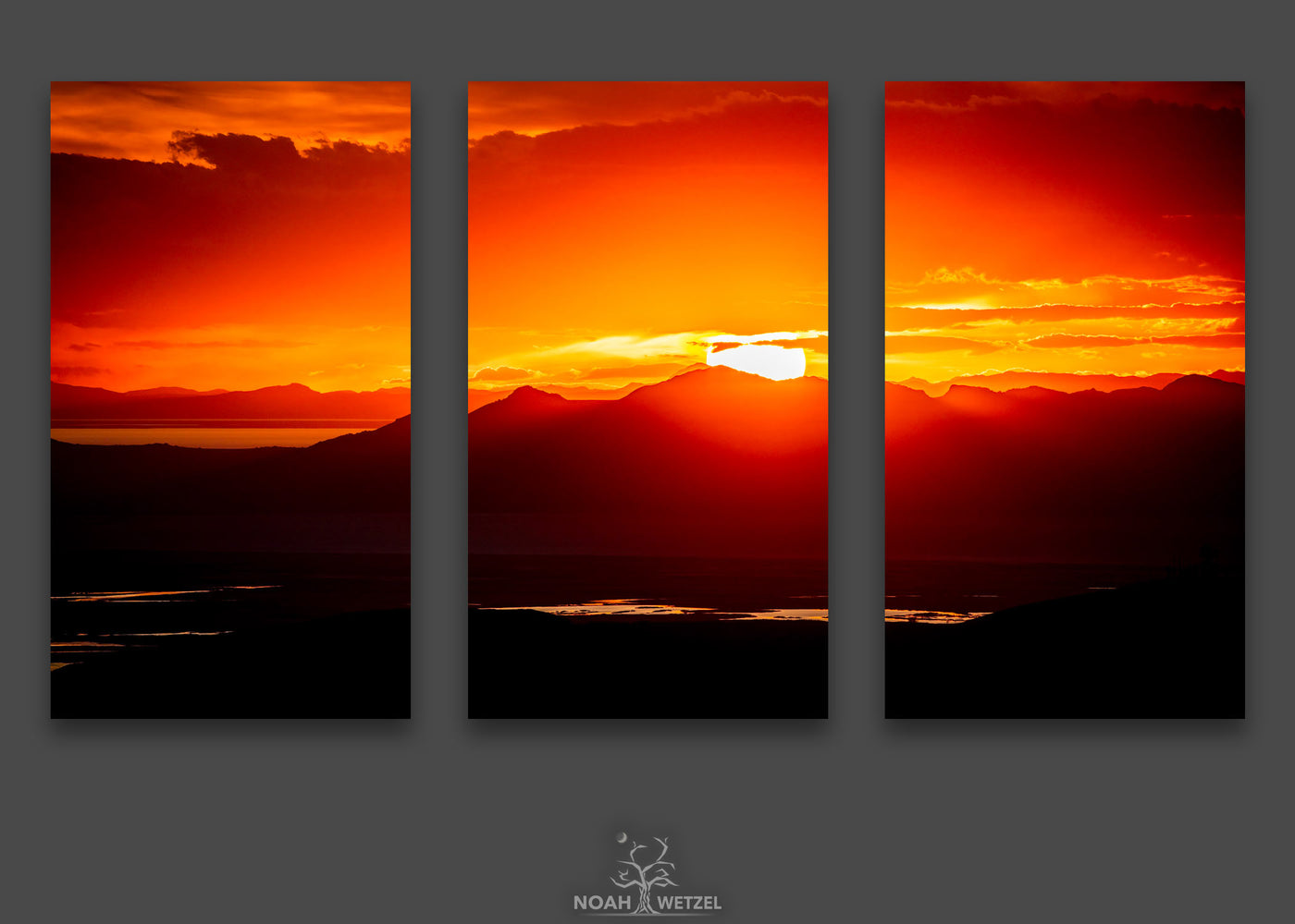 Antelope Island Sunset - Triptych