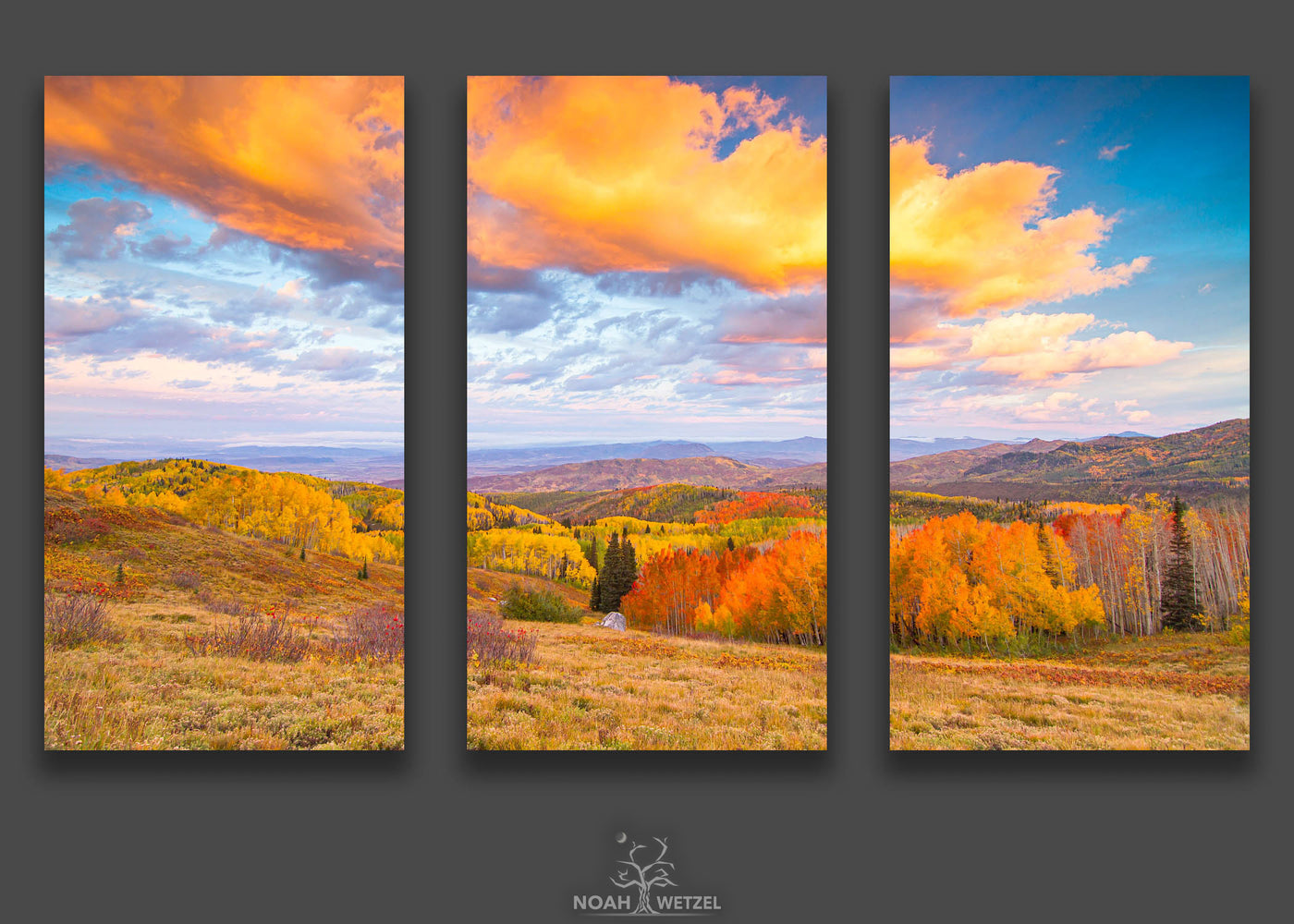 Pastel Autumn Sunrise - Triptych